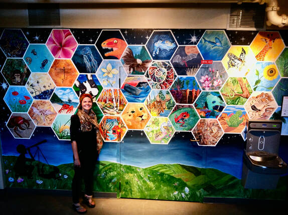 Garbowski presenting her mural